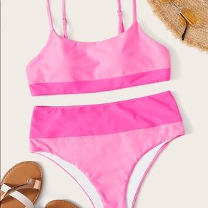 shein high waisted pink bikini